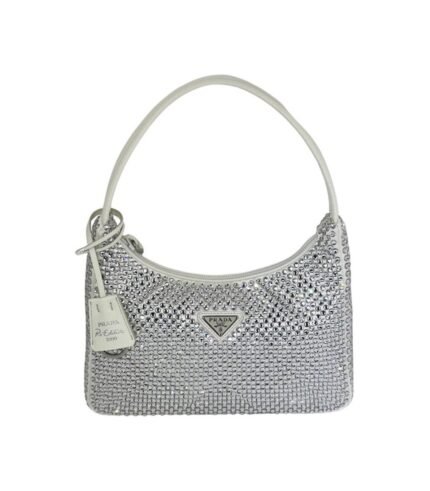 SILVER PRADA RHINESTONE PURSE