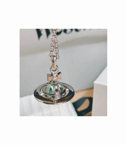 VIVIENNE WESTWOOD SAGE GREEN ORB NECKLACE