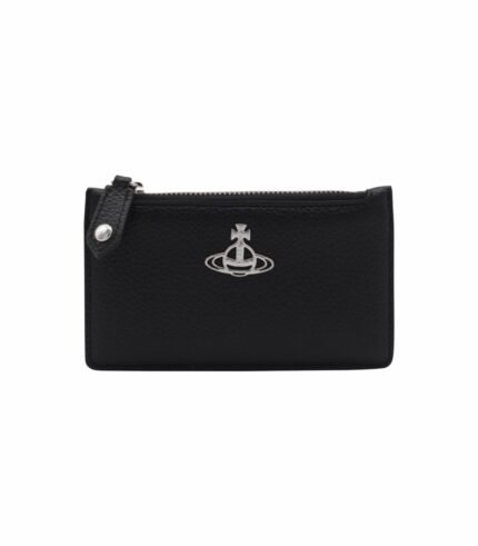 VIVIENNE WESTWOOD BLACK GRAINED LEATHER COIN PURSE
