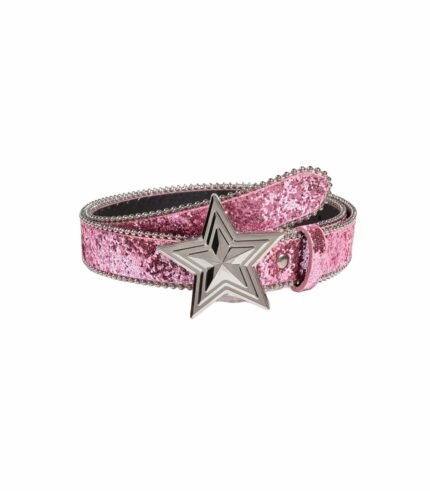PINK SEQUIN BELT W SILVER TONED STAR