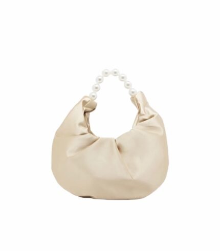 GOLD SATIN PEARL HANDLE BAG