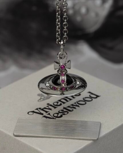 VIVIENNE WESTWOOD MINI BAS RELIEF ORB NECKLACE *PURPLE* *RARE*