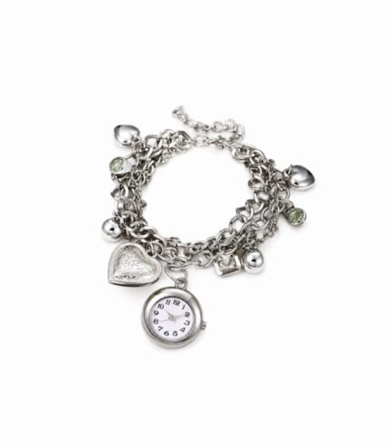 SILVER WATCH CHARM BRACELET