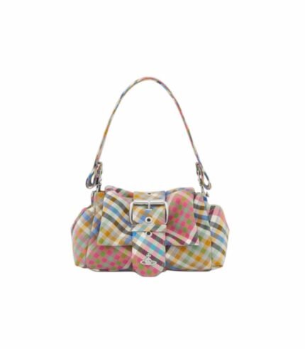 VIVIENNE WESTWOOD HEATHER CHECK WOOL HAZEL TREASURE BAG